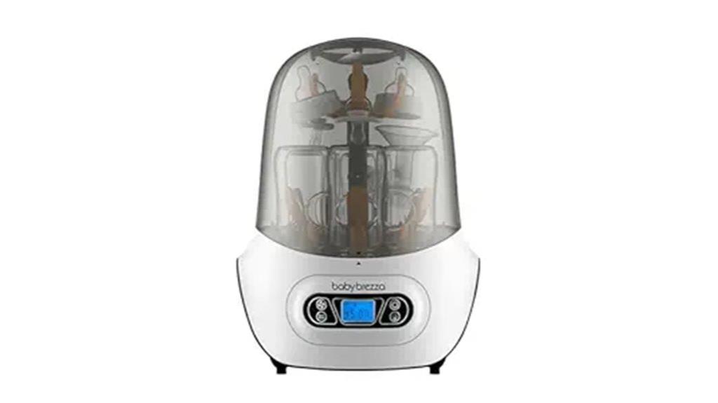 sterilizes and dries bottles