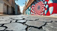 illusionary 3d pavement murals