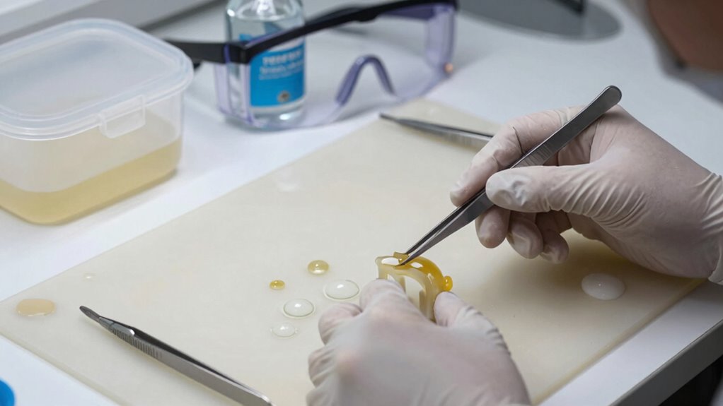 wear gloves clean gently