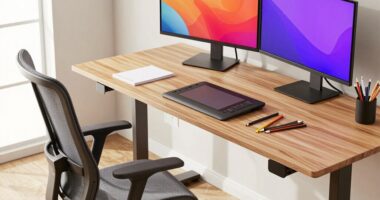 artist ergonomic workspace setup