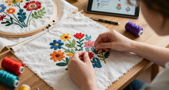 embroidered flowers bloom from botanical-dyed threads and digital algorithms