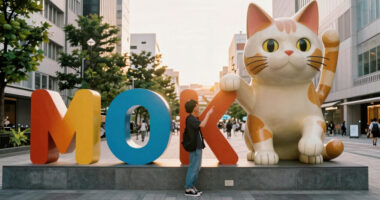 osaka art & design 2026 sculpts the city with giant alphabets and monumental cats