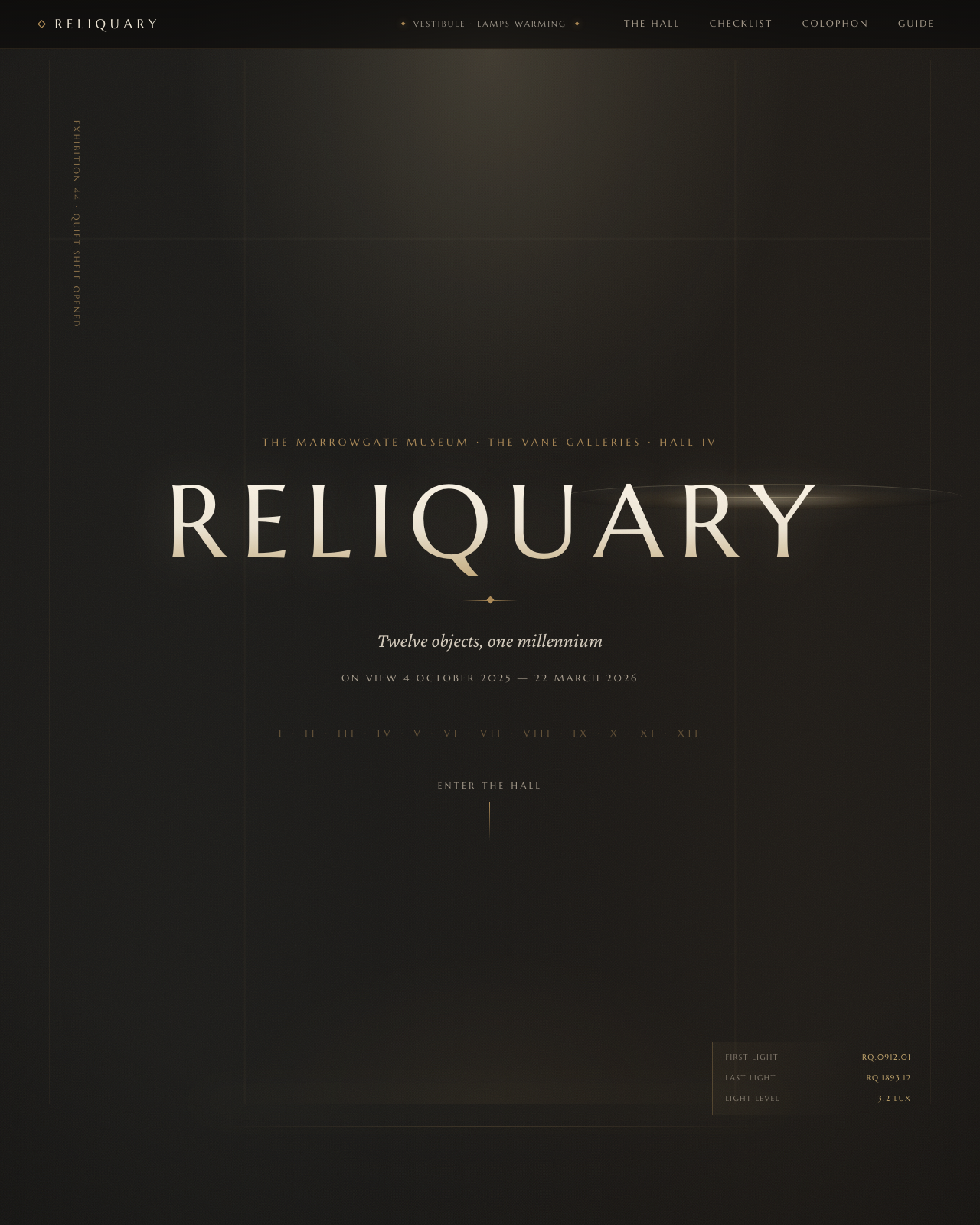 Live view of RELIQUARY — Twelve Objects, One Millennium