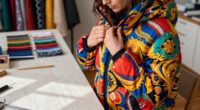 Women Sport Puffer Coats In Bold Baroque Portraits By Nieves González