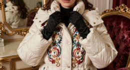 Women Sport Puffer Coats in Bold Baroque Portraits by Nieves González