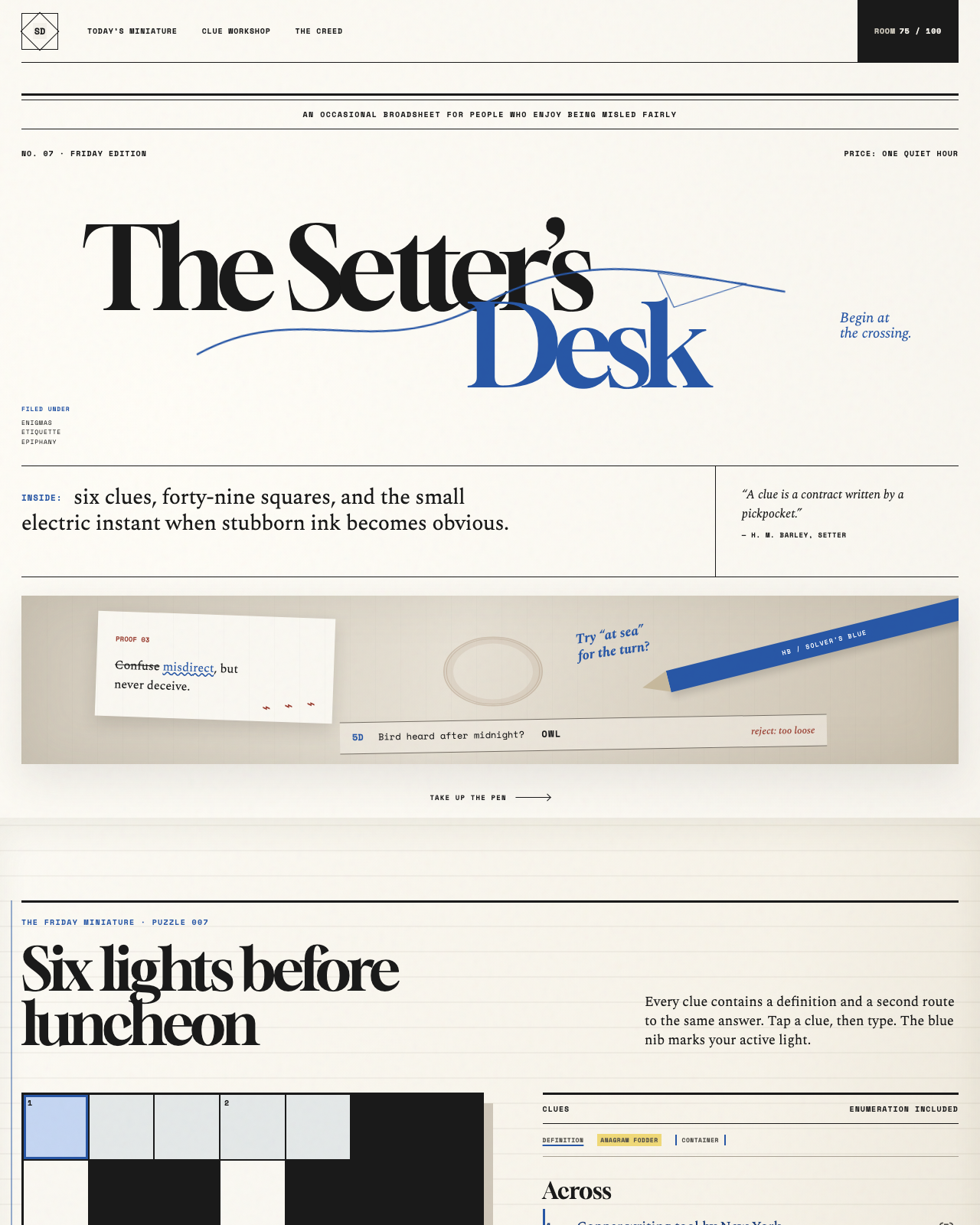 Live view of The Setter's Desk — A Cryptic Crossword Atelier