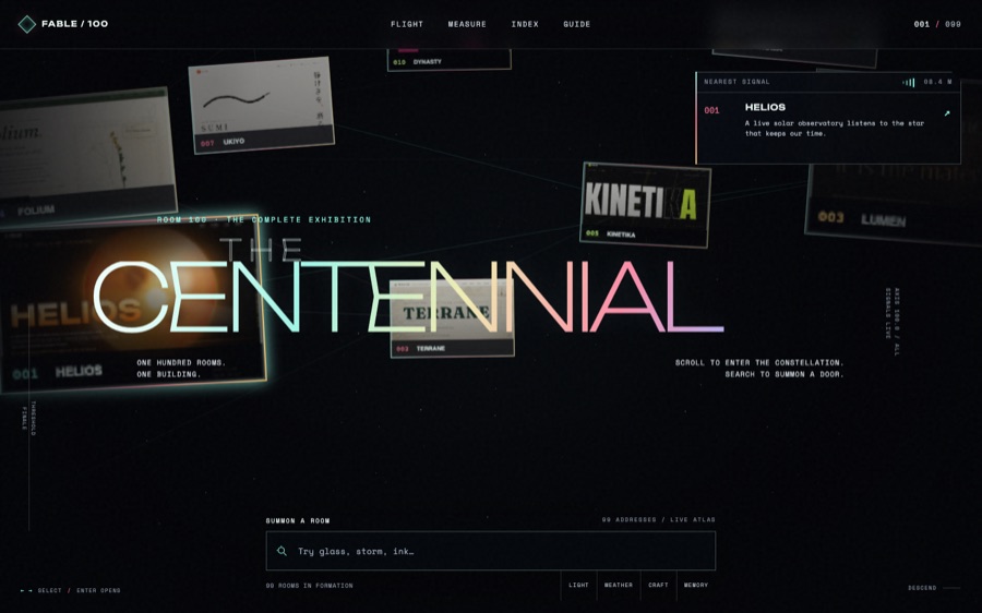 The Centennial — One Hundred Rooms, Every Door Open — Instanced WebGL Rendering