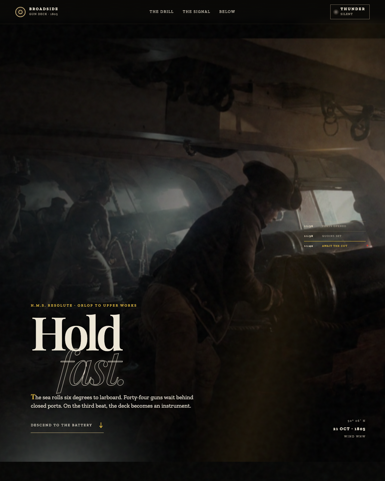 Live view of Broadside — The Gun Deck, 1805