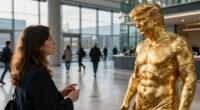 European Parliament Installs Gilded Nude Statue Mocking Trump