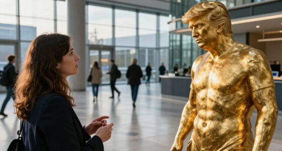 European Parliament Installs Gilded Nude Statue Mocking Trump