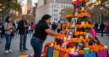 Giant Ofrenda Arrives In Manhattan Ahead Of Día De Muertos